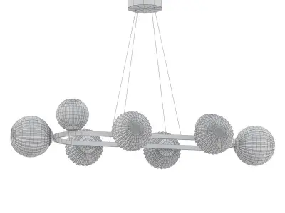 SILVANA gold chandelier with six glass balls hanging from it 3D model
