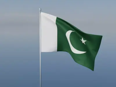 Pakistan National Flag Realistic Animated Cloth Flag 3D model