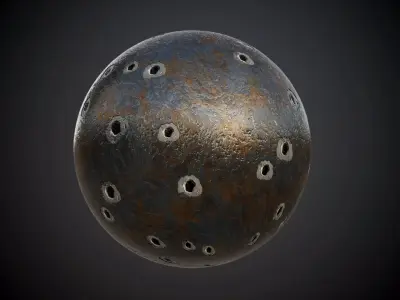 Metal Steel Bullet Holes Seamless PBR Texture Texture