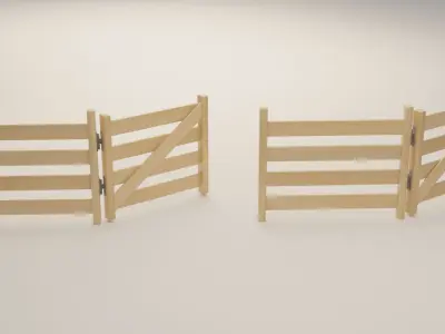 Stylized Fence Collection Low-poly 3D model