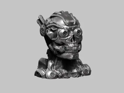 Robot Skull Headphone Stand  Cyborg Headset Stand 3D print model