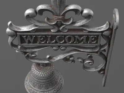 Garden Hanging Door Bell with Welcome 3D model
