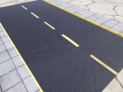 basic package of streets with sidewalks Low-poly 3D model