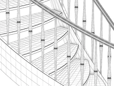 Wooden Spiral Stairs 6 3D model