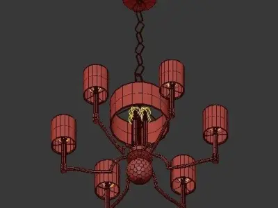 Hudson light chrome chandelier with shades 3D model
