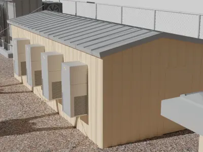 Substation Set 3 power station with wires and poles Low-poly 3D model