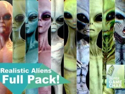 Realistic Aliens Full Pack Low-poly 3D model