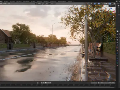 European Suburban Street Scene 3D model