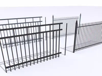 Metal Fences Pack 2 Low-poly 3D model
