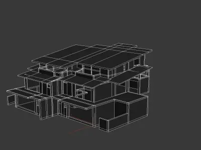 004403-Duplexes Houses  Low-poly 3D model