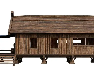 Old Building House 4K Textures GameReady 71 Low-poly 3D model