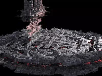 Sci-Fi City dystopia base City Ship 3  3D model
