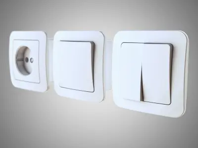 EU wall socket and light switch FREE Free 3D model