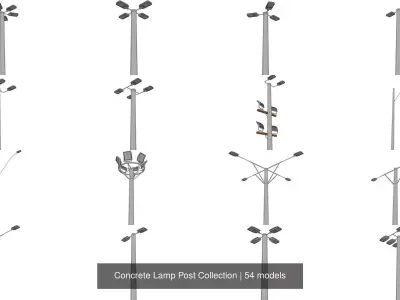 Concrete Lamp Post Collection 3D Model Pack