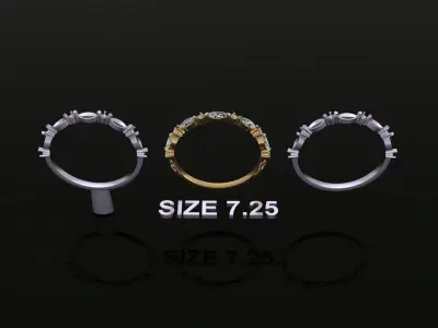 Marquise Half Infinity Diamond Band Ring Dainty 3D print model