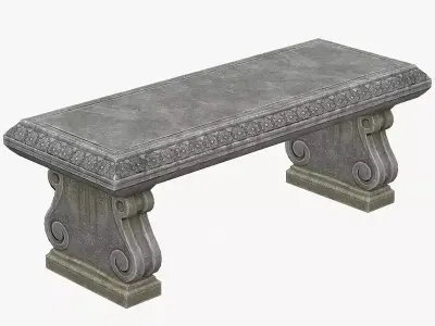 Stone Bench PBR Game Ready Low-poly 3D model
