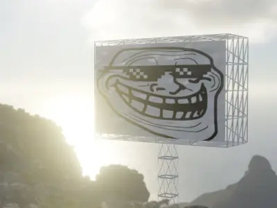 bill board with some animated flying papers blender Free low-poly 3D model