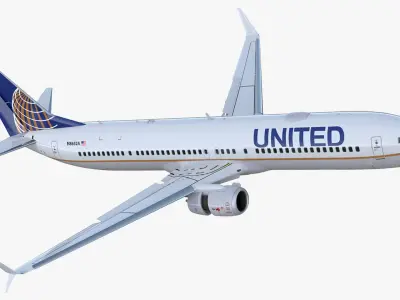  United Airlines Boeing 737-900 with Cabin and Doors Rigged for Maya 