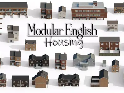 Modular English Housing Low-poly 3D model