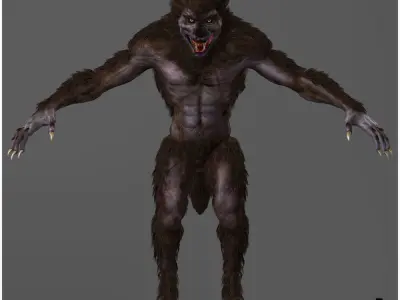Animated Werewolf Light Version Low-poly 3D model