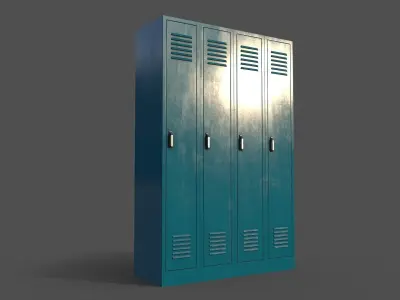 PBR School Gym Locker 02 - Blue Sea Low-poly 3D model
