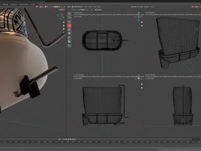 CYBERPUNK COLLECTION BATH TUB WITH SHOWER UNIT Low-poly 3D model