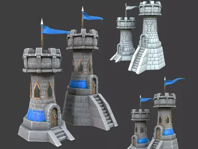 stone tower premium 3d model Low-poly 3D model