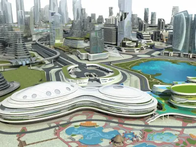 City 3 with ball in middle 3D model