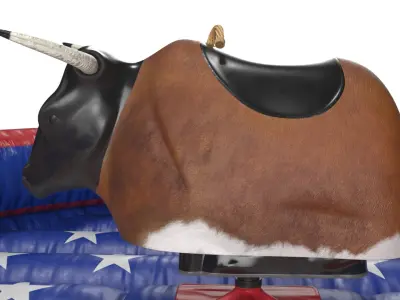  Mechanical Rodeo Bull on Inflatable Trampoline in US Colors 