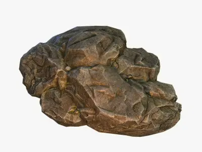 Mossy Boulder 3 Low-poly 3D model