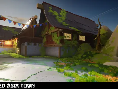 Stylized Asia Town Low-poly 3D model