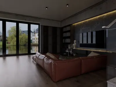 Living Room Modern Industrial  Low-poly 3D model