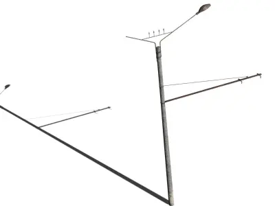 Old Trolleybus Power Line Low-poly 3D model