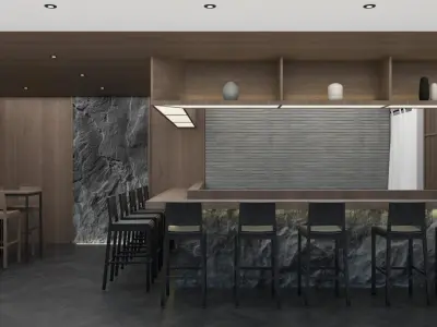 Japanese restaurant 3D interior scene 3D model