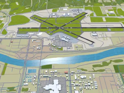 Quad City International Airport 12km Low-poly 3D model