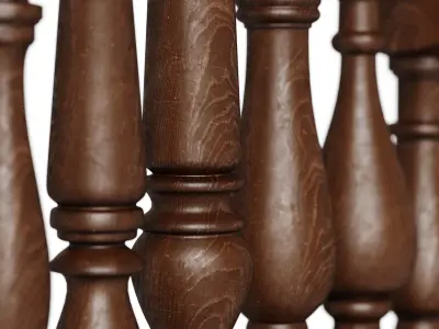 Baluster and railing fence of stairs pack 01 3D model