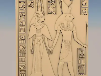 Egyptian Relief of Horus and Nefertiti  3D Model REL04 3D print model