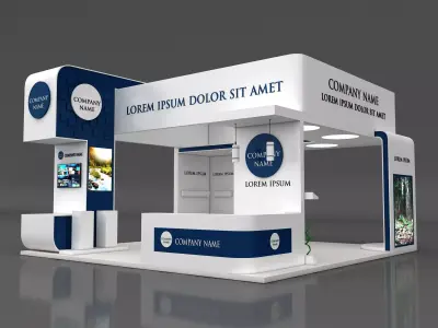 Booth Exhibition Stand Stall 8x8m Height 500 cm 4 Side Open 3D model