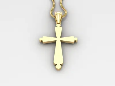 Light Gold 18K Cross Pendant 2CP024 3D print model