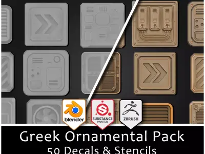 3DT Sci-Fi Decal and Stamp Pack Low-poly 3D model