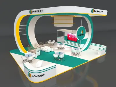 Exhibition Stand Stall 9x9m Height 500 cm 4 Side Open 3D model