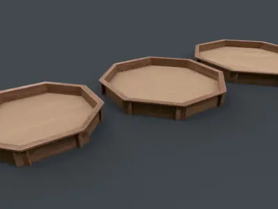 PBR Outdoor Wooden Sandbox Octagon D Low-poly 3D model