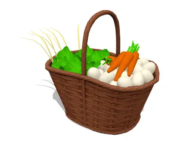 Farmer Vegetable Basket Low-poly 3D model