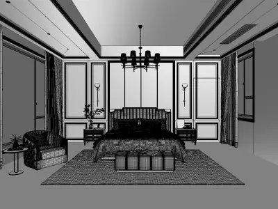 French style bedroom 3D model 3D model