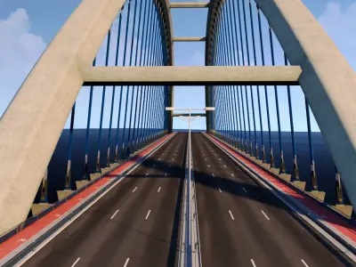 Suspended Arch Water Road Bridge 3D model
