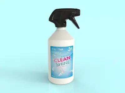White plastic spray bottle - detergent  cleaning  3D model
