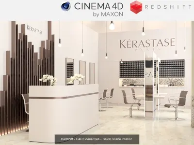 Set 3 - Redshift C4D - 4 x Interior Scenes 3D Model Collection 3D Model Pack