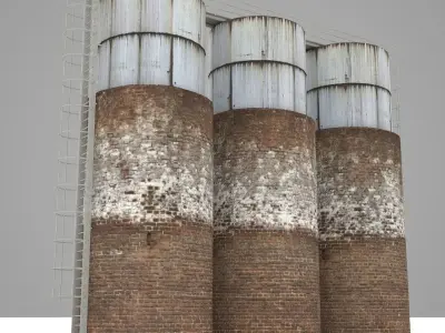 Industrial water towers 3D model