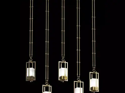 NOUT 5 LANTERNS GOLD PENDANTS 3D model