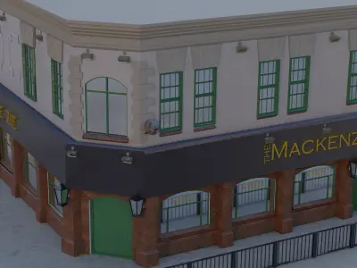 Restaurant pub Low-poly 3D model
